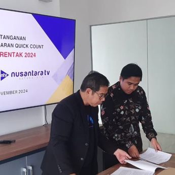 Nusantara TV dan Poltracking Teken MoU Penyiaran Quick Count Pilkada Serentak 2024