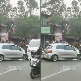 VIDEO: Yaris Hantam Toyota Alphard Sampai Ringsek di Depan Asrama Polri