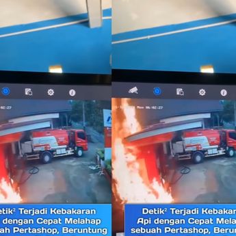 VIDEO: Ngeri Pertashop Tiba-tiba Mengeluarkan Api, Karyawan Sampai Nyaris Terbakar