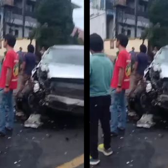 VIDEO: CRV Sampai Ringsek Dihantam Truk Molen di Sukabumi