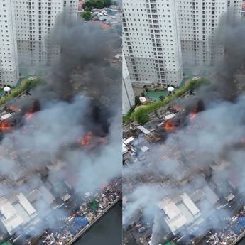 Ngeri! Penampakan Puluhan Rumah Terbakar di Kemayoran