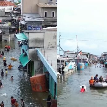 Banjir Rob Kembali Merendam Muara Angke Hari Ini