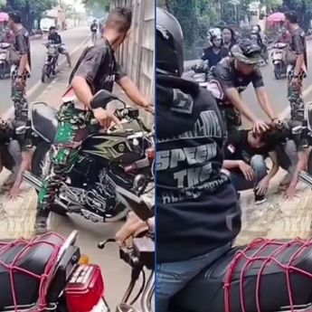 Saat Anggota TNI Kasih Pelajaran ke Pemotor Knalpot Brong