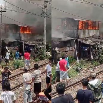 Kebakaran Mengerikan di Samping Jalur Kereta Tanah Abang, Perjalanan KRL Terhenti