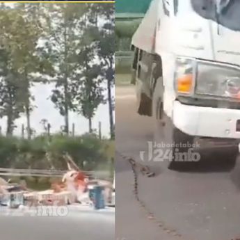 Innalillahi, Kecelakaan Mengerikan Mobil Box Terguling di Tol Cipali