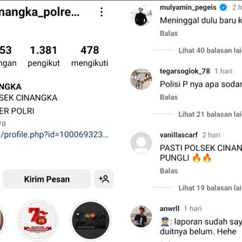 Instagram Polsek Cinangka Digeruduk Netizen, Buntut Kasus Penembakan Bos Rental Mobil