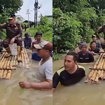 Pejabat PDAM Bangkalan Madura Jadi Sorotan Gegara Ditandu Bak Raja saat Tinjau Banjir