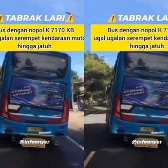 VIDEO: Bus Ugal-ugalan Hantam Pengendara Motor Sampai Tersungkur