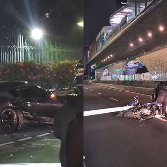 Mobil Sport Toyota Supra Tabrak Tiang Lampu di Bundaran HI, 2 Orang Luka-luka