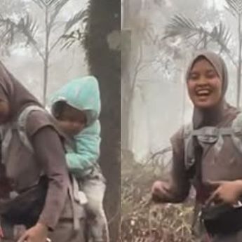 Viral Ibu Muda Bawa Anak Kecil Mendaki Gunung