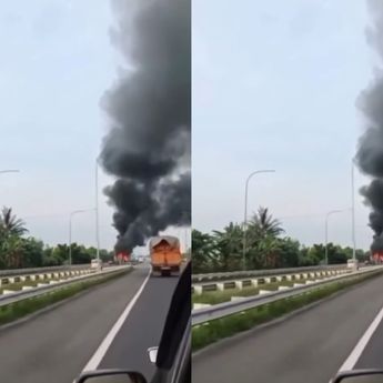 Bus Terbakar Hebat di Jalan Tol Kualanamu