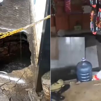 VIDEO: Detik-detik Warung Madura di Malang Amblas ke Saluran Air, Penjaga Hanyut hingga Tewas