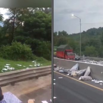 VIDEO: Truk Kecelakaan di Cipularang, Muatannya Malah Dijarah Warga