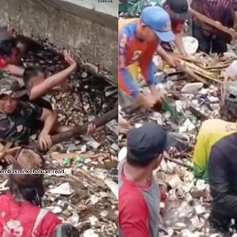 Dedi Mulyadi Turun ke Sungai Cipalabuan, Bersihkan Sampah Banjir di Sukabumi