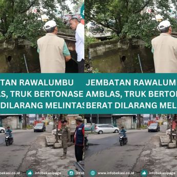 Ngeri Banget! Jembatan Rawalumbu Bekasi Mendadak Amblas