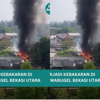 VIDEO: Kepulan Asap dan Ngerinya Api Bakar Bangunan di Rawabugel Bekasi