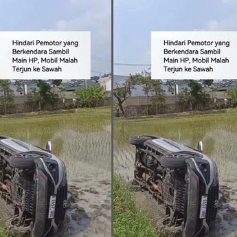 VIDEO: Toyota Rush Kebalik Nyungsep ke Sawah Usai Hindari Pemotor Main Handphone