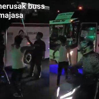 Pengamen Ngamuk Paksa Masuk ke Bus Primajasa di Balaraja hingga Kaca Dipecahkan