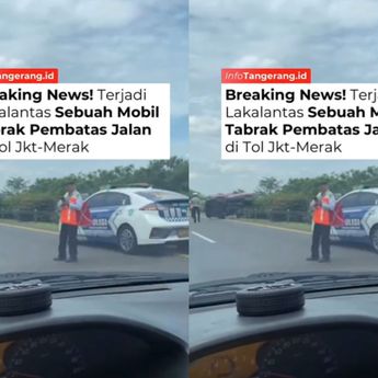 VIDEO: Minibus Tabrak Pembatas Jalan di Tol Jkt-Merak Sampai Ringsek