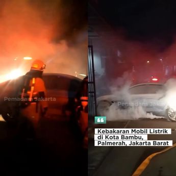 VIDEO: Mobil Listrik Ratusan Juta Rupiah Terbakar Hebat di Palmerah