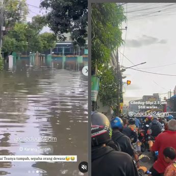 VIDEO: Dikepung Banjir dari Malam Hari, Ciledug Macet Parah