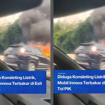 VIDEO: Toyota Innova Zenix Terbakar di Pintu Keluar Tol PIK