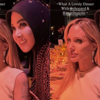 Syahrini Makan Malam Bareng Angelina Jolie di Acara Chopard dengan Gaya Kontras