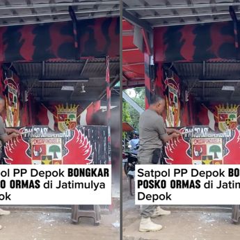 VIDEO: Tanpa Ampun, Satpol PP Hancurkan Posko Ormas Pemuda Pancasila di Depok
