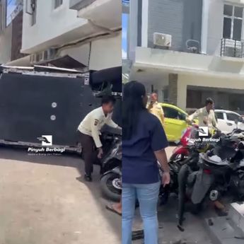 Emak-emak Bawa Chery J6 Hantam Puluhan Motor Sampai Terbalik