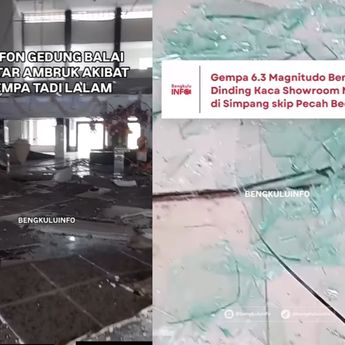 VIDEO: Plafon Balai Buntar Bengkulu Hancur Dihantam Gempa
