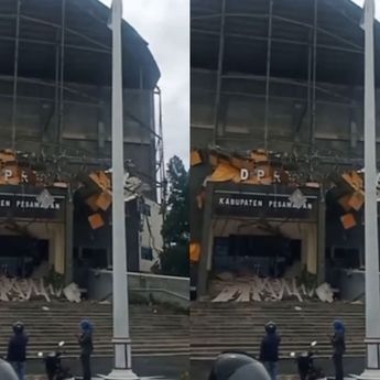 Gedung DPRD Pesawaran Hancur Berantakan Dihantam Angin Kencang