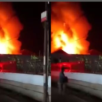 VIDEO: Kebakaran Bangunan di Rengasdengklok Gegerkan Warga