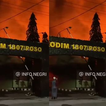 Markas Kodim 1307 Poso Terbakar Malam Ini