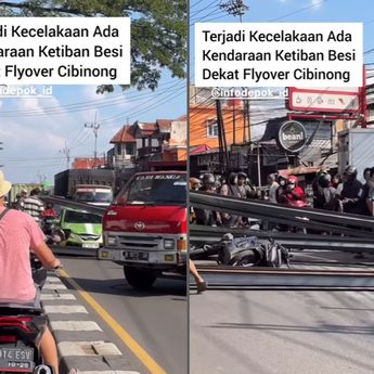 Brio Ringsek Tertimpa Besi di Jalan Cibinong Bogor, Mendadak Macet Parah