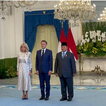 Prabowo Terima Kunjungan Presiden Prancis Macron di Istana Merdeka
