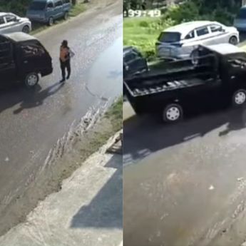 Petugas Dishub Terpental Usai Ditabrak Pikap saat Atur Lalu Lintas di Sampang Jatim