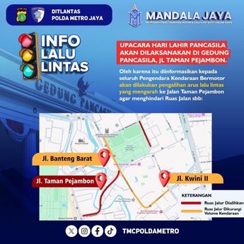 Ada Upacara Hari Lahir Pancasila, Esok Lalin di Sekitar Jalan Taman Pejambon Dialihkan