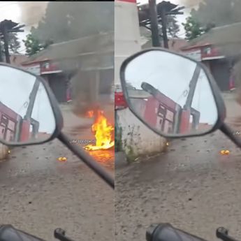 VIDEO: Motor Tiba-tiba Meledak Terbakar di Depok