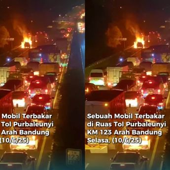 VIDEO: Mobil Terbakar di Ruas Jalan Tol Purbaleunyi