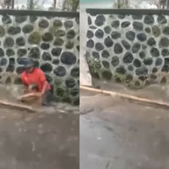 Menegangkan! Warga Nyaris Terseret Arus saat Hujan Deras, Diselamatkan Secara Dramatis
