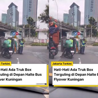 VIDEO: Truk Box Terguling di Flyover Kuningan