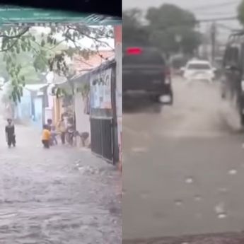 Banjir Rendam Jalan Ciater Raya dan Nusa Loka BSD