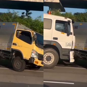 Truk Kontainer Hantam Mobil Box di Tol Jagorawi, Bekas Rem Mengular di Aspal
