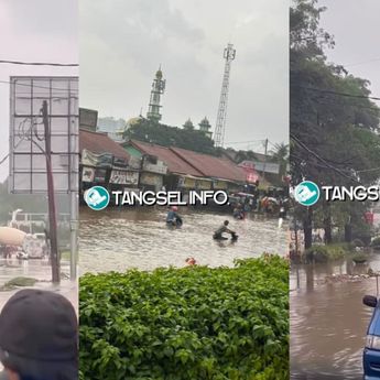Banjir Landa Jalan Merpati Raya, Sawah Lama Ciputat Sejak Sore Tadi
