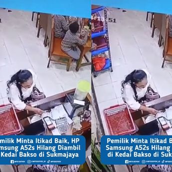 VIDEO: Tampang Ibu-ibu Pencuri Ponsel di Kedai Bakso Sukmajaya Depok
