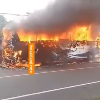 Bus Haryanto Ludes Terbakar di Temanggung, Diduga Akibat Kerusakan Mesin