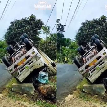 VIDEO: Truk Pengangkut Minuman Kemasan 'Rebahan' di Jalan Cikidang, Warga Tak Ada yang Peduli