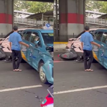 Nasib Pemotor Terjepit di Antara Wuling dan Taksi dalam Tabrakan Beruntun Ahmad Yani