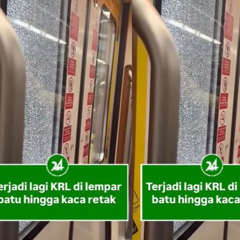 VIDEO: Kaca Jendela KRL Retak Dilempar Batu Orang Tak Dikenal