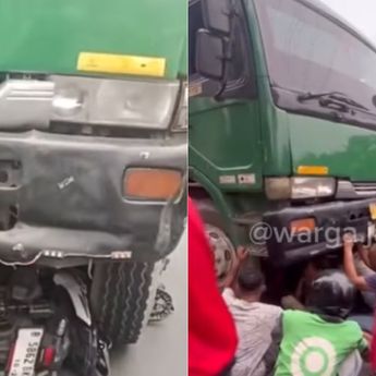 Pengendara Motor Tertabrak dan Terseret Truk Kontainer di Jalan Daan Mogot